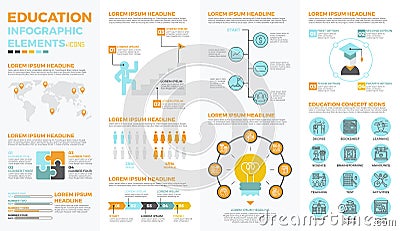 School education infographic elements Vector Illustration