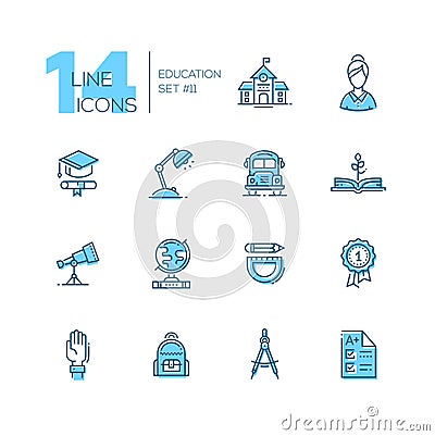 School and Education - line icons set Vector Illustration