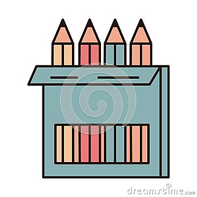 School education pencils color in box supply line and fill style icon Vector Illustration