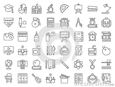 School and education related icon set such as school bus, sharpe Vector Illustration