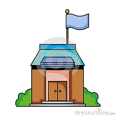 School education with roof and doors design Vector Illustration