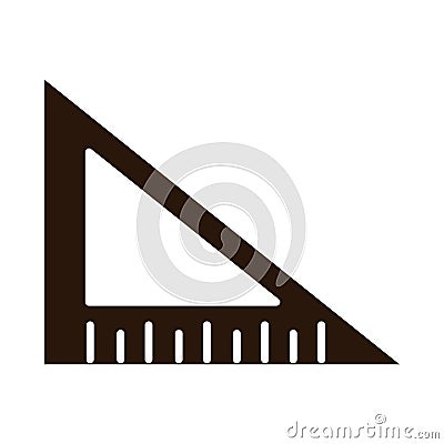 School education triangle ruler angle supply silhouette style icon Vector Illustration