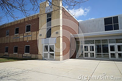 Entrance doors for a school Stock Photo