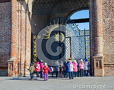 School excursion in the Kazan Kremlin. Editorial Stock Photo