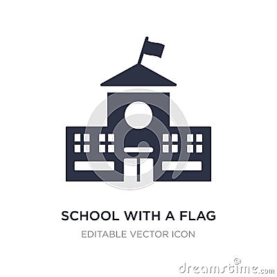 school with a flag icon on white background. Simple element illustration from Buildings concept Vector Illustration