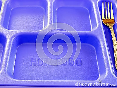 School Food Tray And Fork Stock Photo