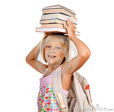 School girl with Books Stock Photo