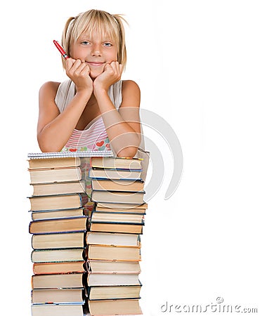 School girl with Books Stock Photo