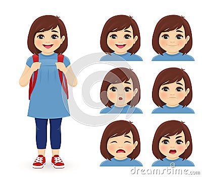 School girl emotions Vector Illustration