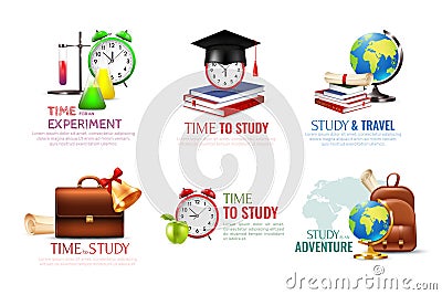 School Graduation Icons Set Vector Illustration