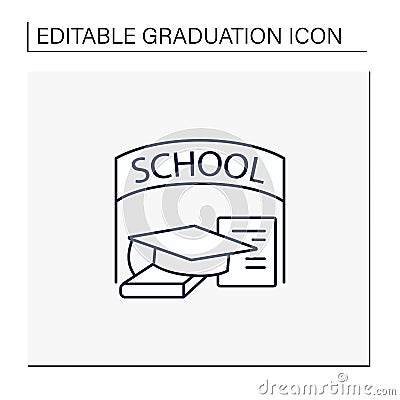 School graduation line icon Vector Illustration