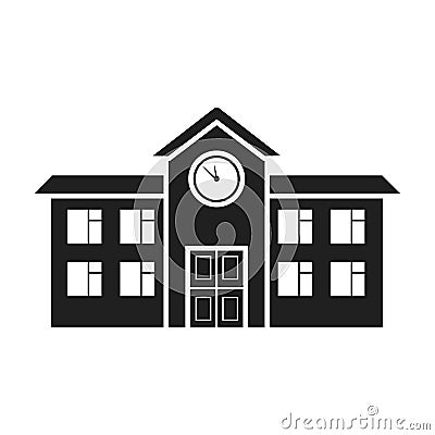 School icon in black style on white background. Building symbol stock vector illustration. Vector Illustration