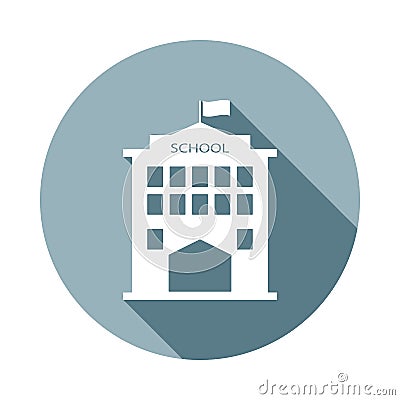 school icon in Flat long shadow style. One of web collection icon can be used for UI, UX Stock Photo