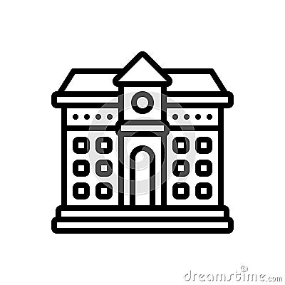 Black line icon for School, seminary and building Vector Illustration
