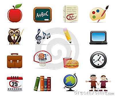 School Icon Set Vector Illustration