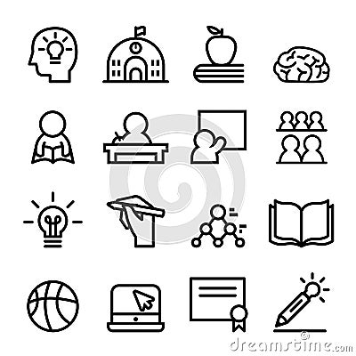 School icon set in thin Line vector illustration Vector Illustration