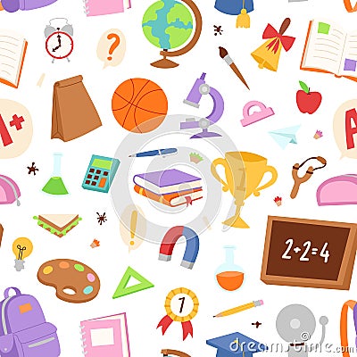 School icons seamless pattern background vector. Vector Illustration