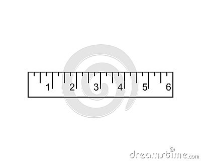 School 6 inch ruler outline icon Vector Illustration