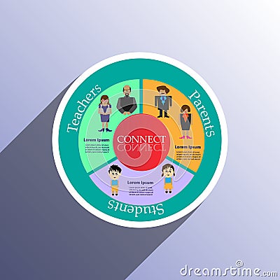 School infographics, connecting teachers, parents, students Stock Photo