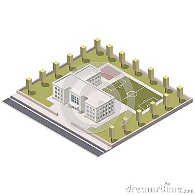 School isometric on white background Vector Illustration