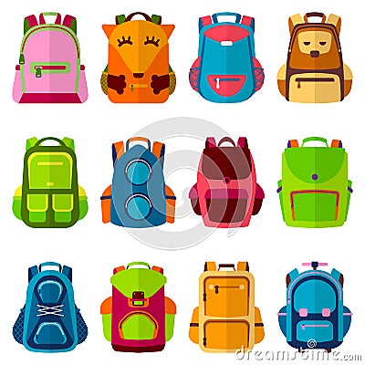 School kids school backpack Back to School rucksack vector illustration Vector Illustration