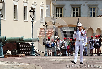 School kids near Prince`s Palace of Monaco Editorial Stock Photo