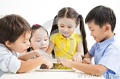 School kids studying with tablet Stock Photo