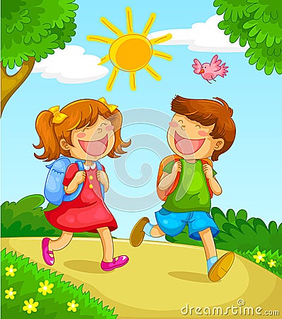 School kids Vector Illustration