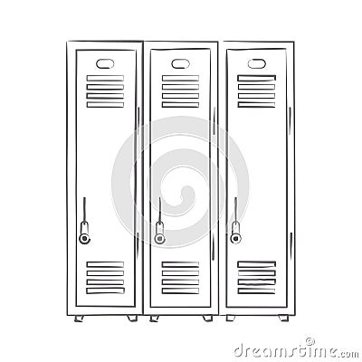 School locker vector icon. Changing room doodle outline sign. Vector Illustration