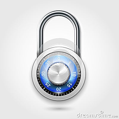 School lockers combination padlock - lock icon with code Vector Illustration