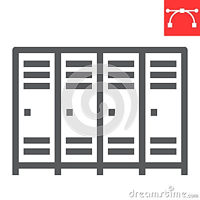 School lockers line icon, school and education, locker sign vector graphics, editable stroke linear icon, eps 10. Vector Illustration