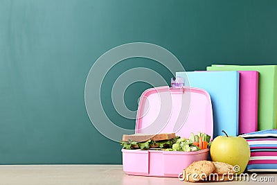 School lunch box with sandwich Stock Photo