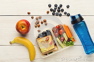 Lunch boxes for kid. Healthy snack for school dinner Stock Photo