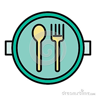 School lunch plate icon color outline vector Vector Illustration