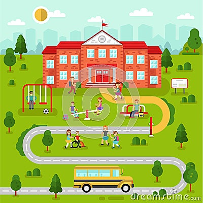 School map Vector Illustration