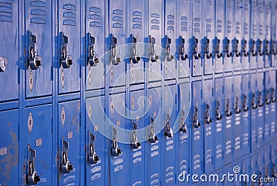 School metal lockers Stock Photo