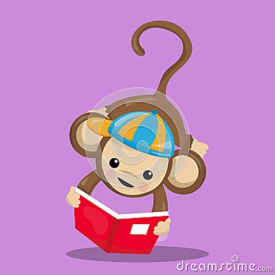 School monkey brown 04 Vector Illustration