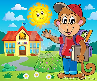 School monkey theme image 3 Vector Illustration