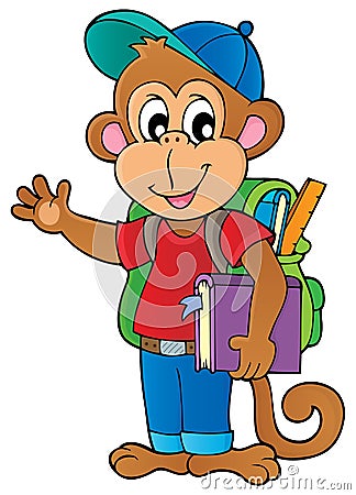 School monkey theme image 1 Vector Illustration