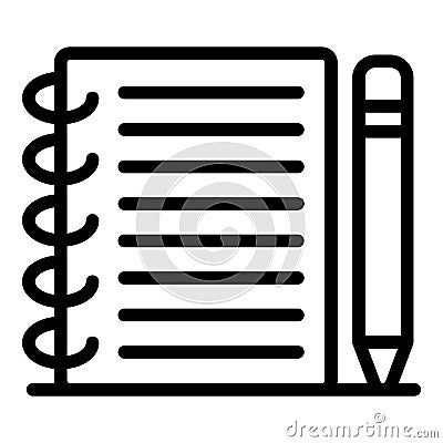 School notebook pencil icon, outline style Vector Illustration