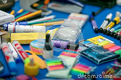 School and office stationary. Office supplies. Editorial Stock Photo
