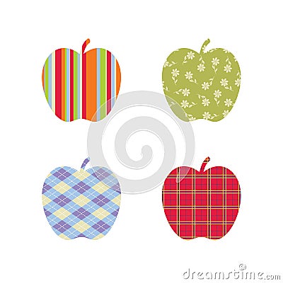 School Patterned Apples Vector Illustration