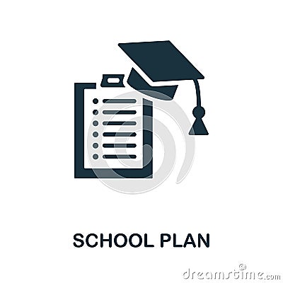 School Plan icon. Monochrome sign from school education collection. Creative School Plan icon illustration for web Vector Illustration