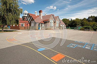 Primary School Playground and Building Stock Photo