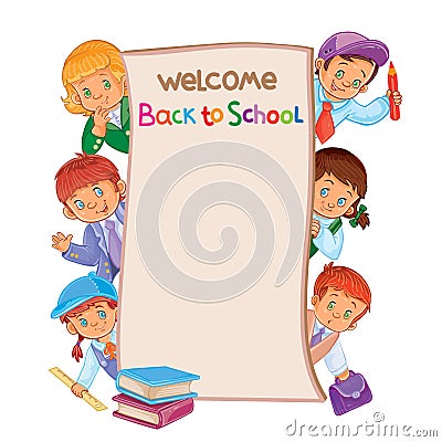 School poster with young children in carnival clothing Stock Photo