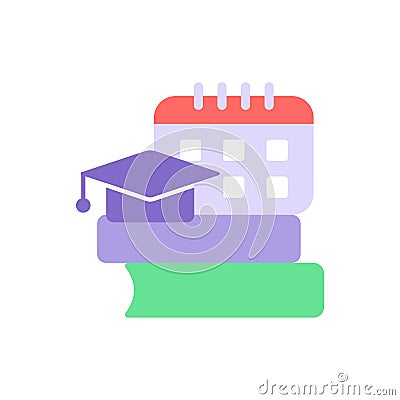 School program schedule vector flat color icon Vector Illustration