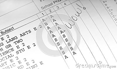 School report card Stock Photo