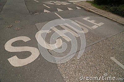 School route marking in german Schule on the road Stock Photo