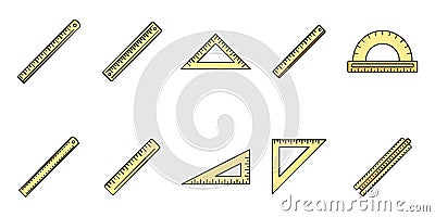 School ruler icons set vector color line Stock Photo