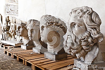 School of sculptors, restoration of sculptures, workshop repair depot Editorial Stock Photo
